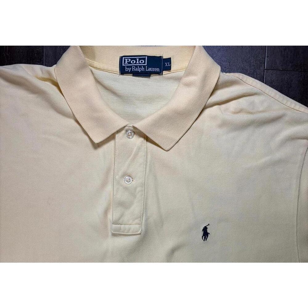 Polo Ralph Lauren Polo Shirt Yellow Pony Logo Short‎ Sleeve Mens XL Cotton